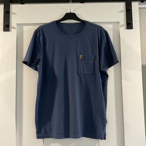 Fjallraven Navy T Shirt with Leather Logo